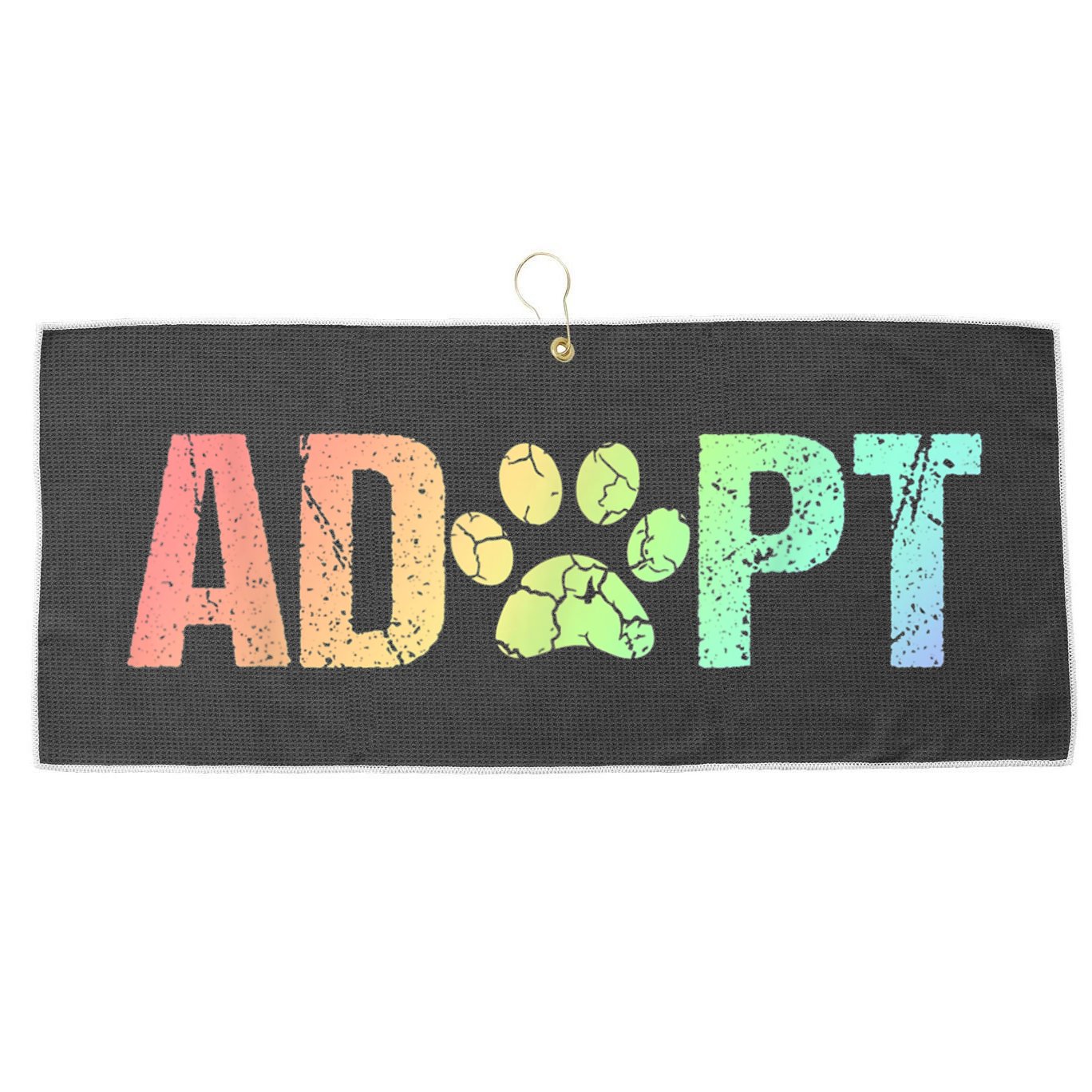 Vintage Rainbow Adopt A Dog Rescue Foster Adoption Month Large Microfiber Waffle Golf Towel