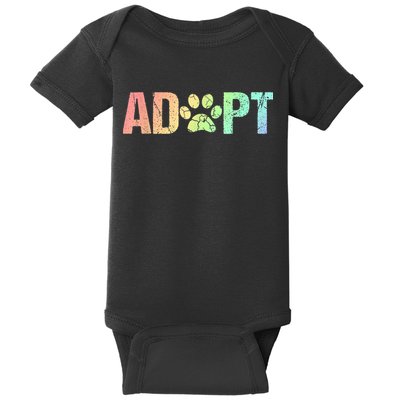 Vintage Rainbow Adopt A Dog Rescue Foster Adoption Month Baby Bodysuit