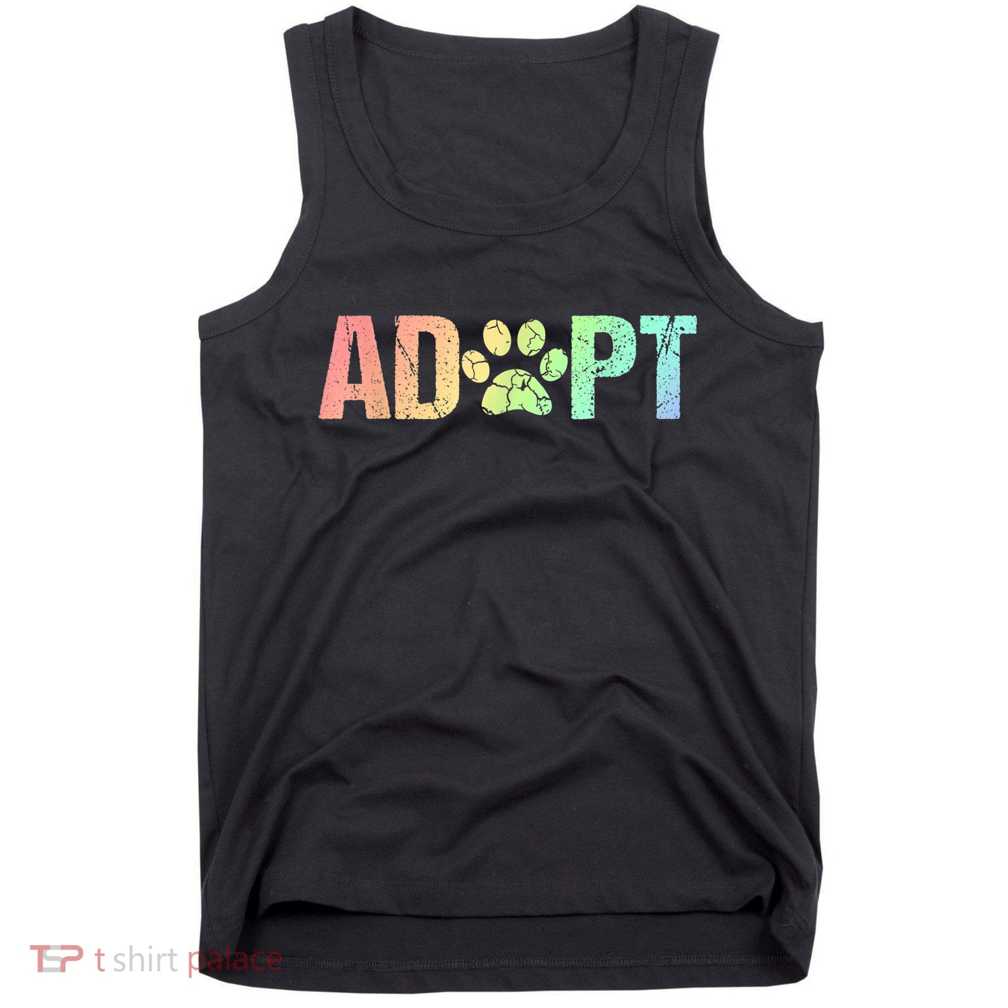 Vintage Rainbow Adopt A Dog Rescue Foster Adoption Month Tank Top