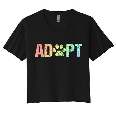 Vintage Rainbow Adopt A Dog Rescue Foster Adoption Month Crop Top