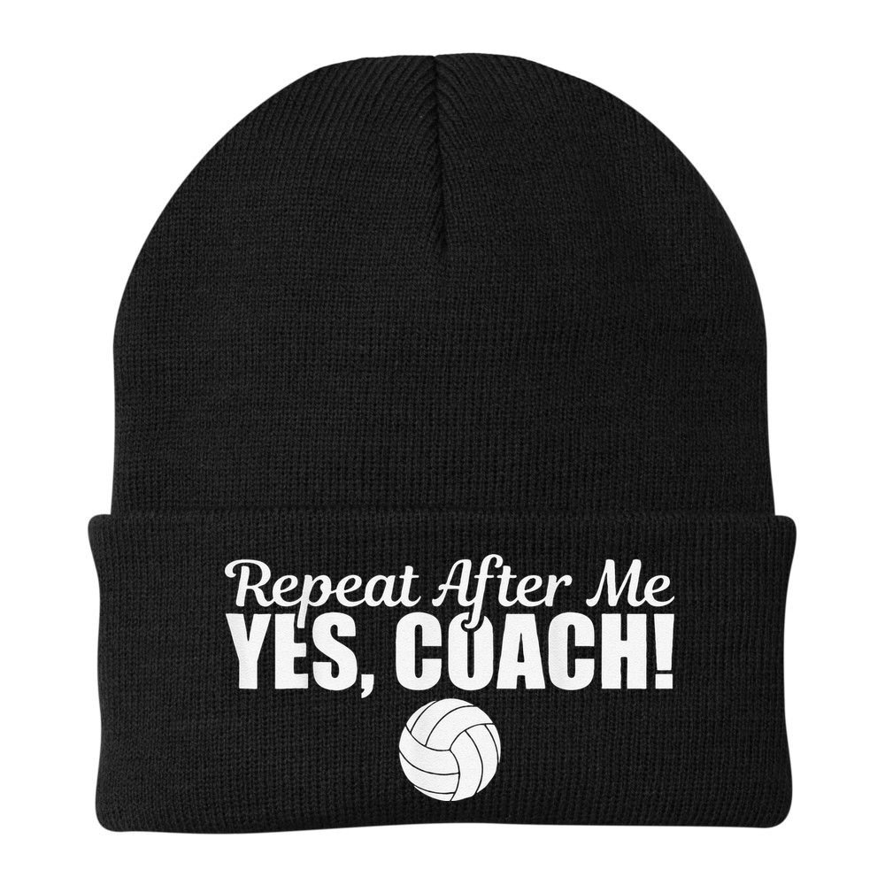 Volleyball Repeat After Me Yes Coach Funny Sports Beanie
