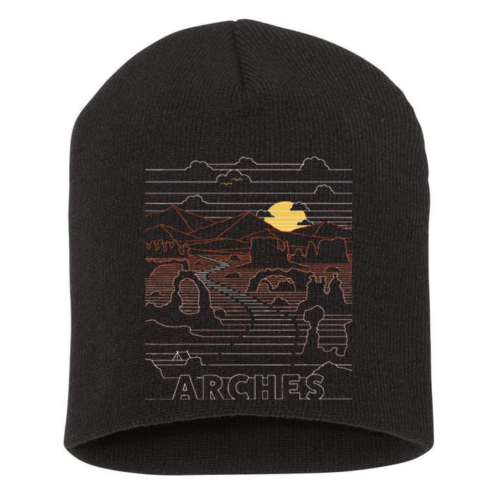 Vintage Retro Arches National Park Delicate Arch Moab Utah Short Acrylic Beanie