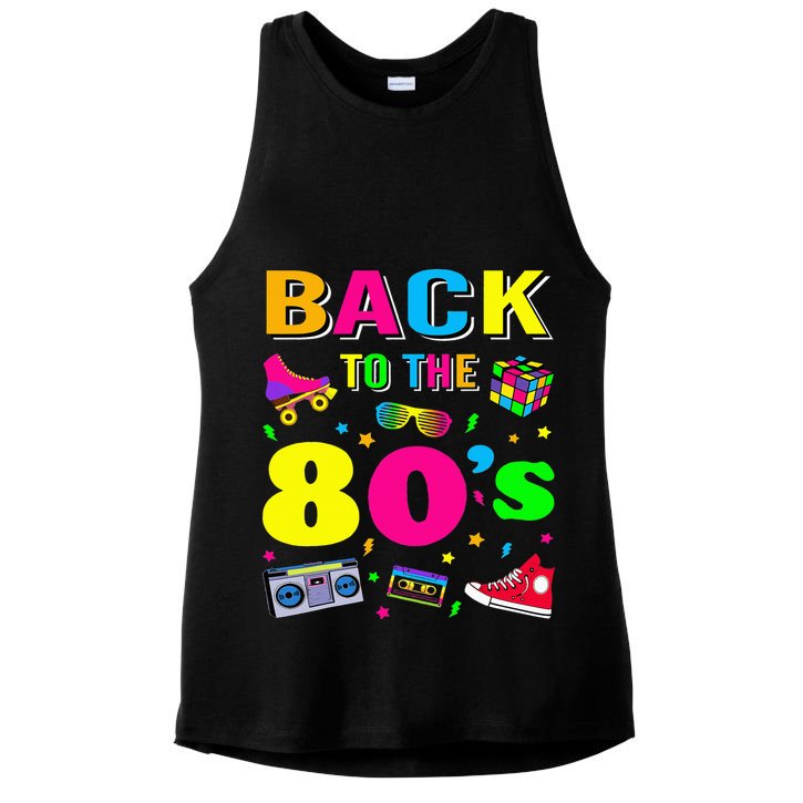 Vintage Retro Back To 80's Graphic Design Ladies PosiCharge Tri-Blend Wicking Tank
