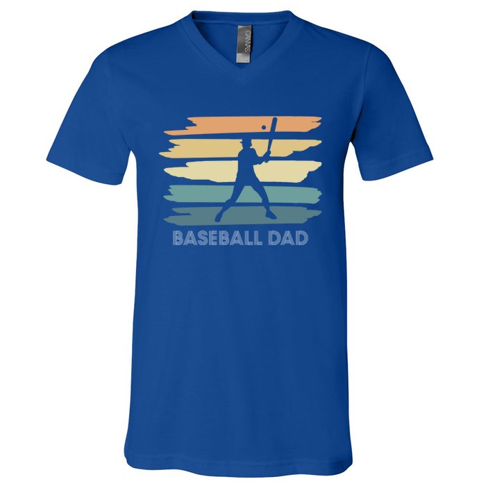 Vintage Retro Baseball Dad Meaningful Gift V-Neck T-Shirt