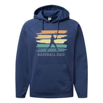 Vintage Retro Baseball Dad Meaningful Gift Performance Fleece Hoodie