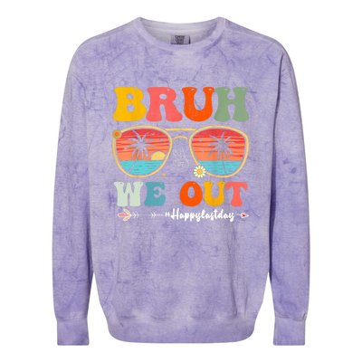 Vintage Retro Bruh We Out Teachers End Of School Year Teacher Summer Gift Colorblast Crewneck Sweatshirt