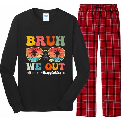 Vintage Retro Bruh We Out Teachers End Of School Year Teacher Summer Gift Long Sleeve Pajama Set