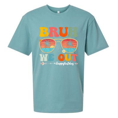 Vintage Retro Bruh We Out Teachers End Of School Year Teacher Summer Gift Sueded Cloud Jersey T-Shirt