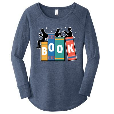 Vintage Retro Book Bookaholic Bookworm Librarian Reading Gift Women's Perfect Tri Tunic Long Sleeve Shirt