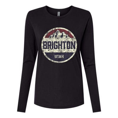 Vintage Retro Brighton Utah Mountain Circle Ski Womens Cotton Relaxed Long Sleeve T-Shirt