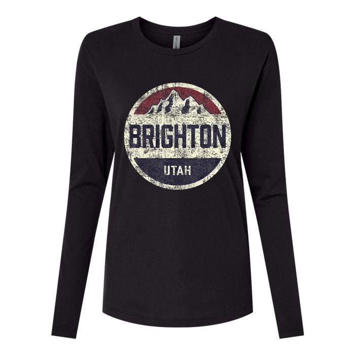 Vintage Retro Brighton Utah Mountain Circle Ski Womens Cotton Relaxed Long Sleeve T-Shirt