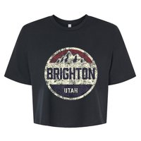 Vintage Retro Brighton Utah Mountain Circle Ski Bella+Canvas Jersey Crop Tee