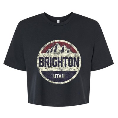 Vintage Retro Brighton Utah Mountain Circle Ski Bella+Canvas Jersey Crop Tee