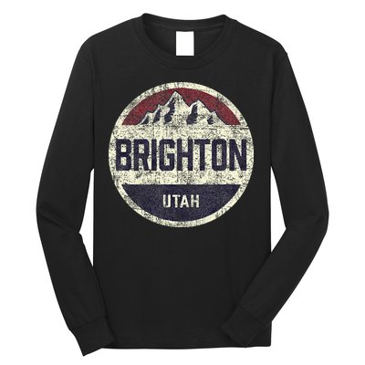 Vintage Retro Brighton Utah Mountain Circle Ski Long Sleeve Shirt
