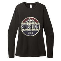 Vintage Retro Brighton Utah Mountain Circle Ski Womens CVC Long Sleeve Shirt