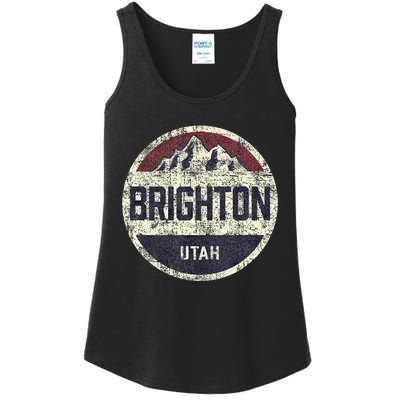 Vintage Retro Brighton Utah Mountain Circle Ski Ladies Essential Tank