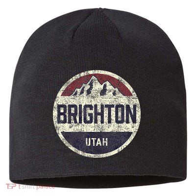 Vintage Retro Brighton Utah Mountain Circle Ski Sustainable Beanie