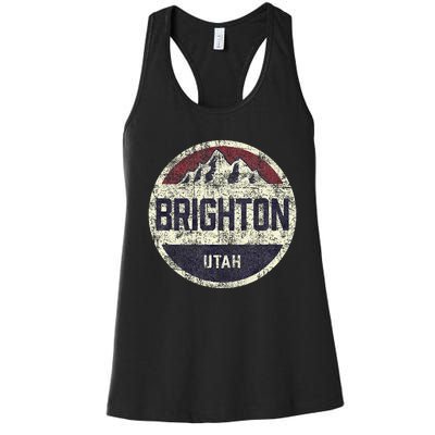 Vintage Retro Brighton Utah Mountain Circle Ski Women's Racerback Tank