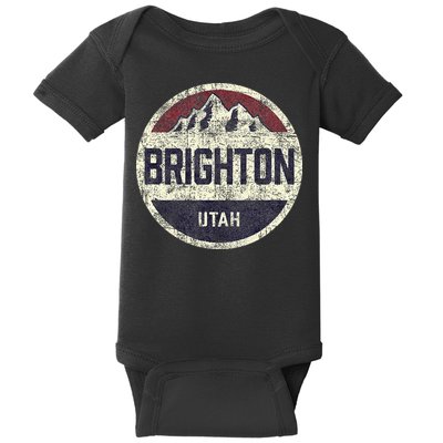 Vintage Retro Brighton Utah Mountain Circle Ski Baby Bodysuit