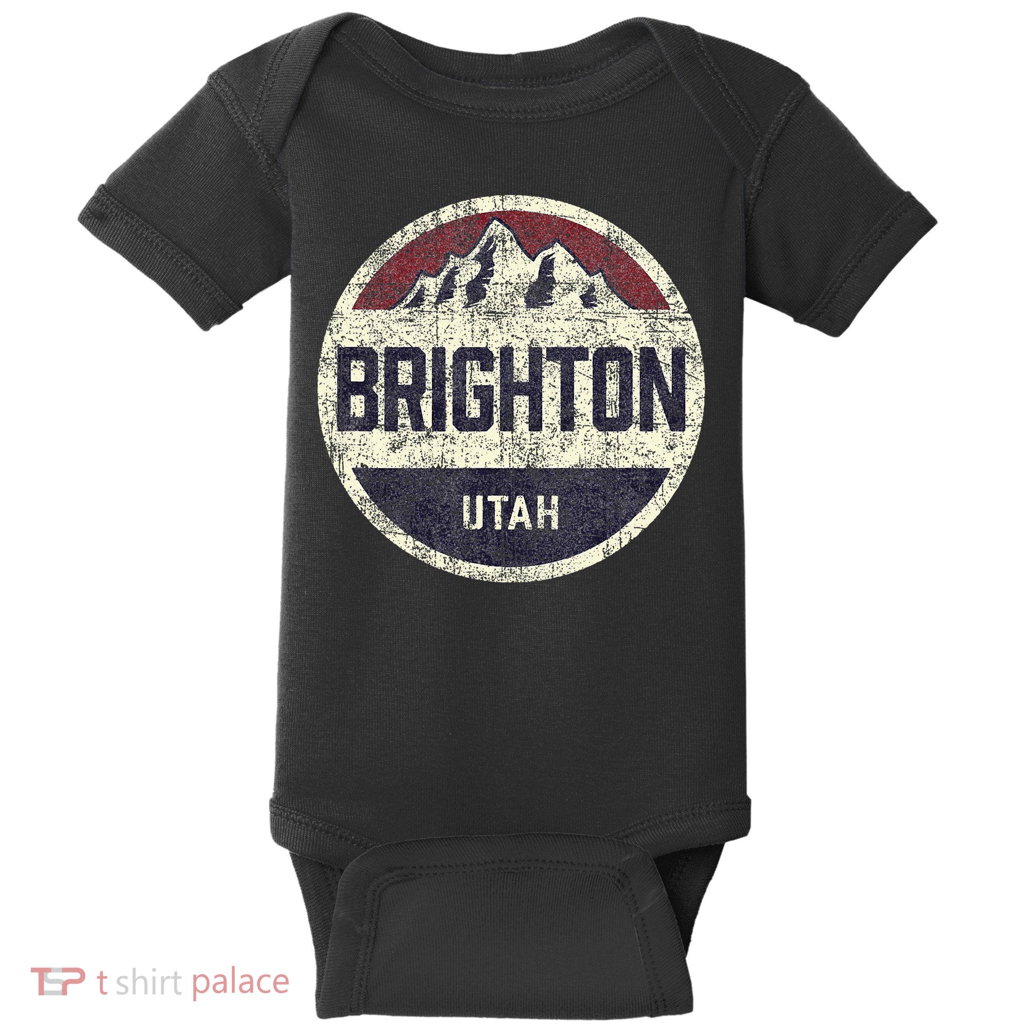 Vintage Retro Brighton Utah Mountain Circle Ski Baby Bodysuit