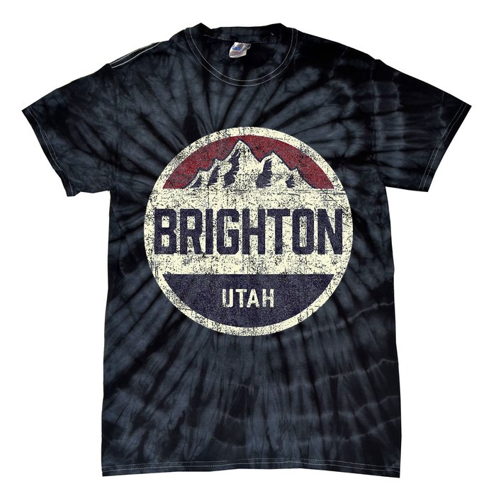 Vintage Retro Brighton Utah Mountain Circle Ski Tie-Dye T-Shirt