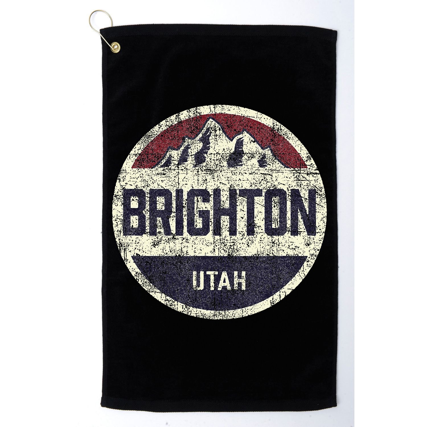 Vintage Retro Brighton Utah Mountain Circle Ski Golf Towel