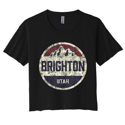 Vintage Retro Brighton Utah Mountain Circle Ski Women's Crop Top Tee