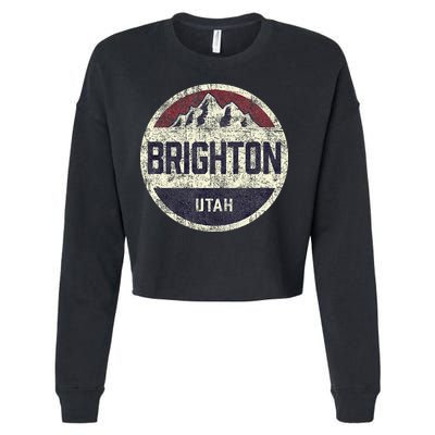 Vintage Retro Brighton Utah Mountain Circle Ski Cropped Pullover Crew