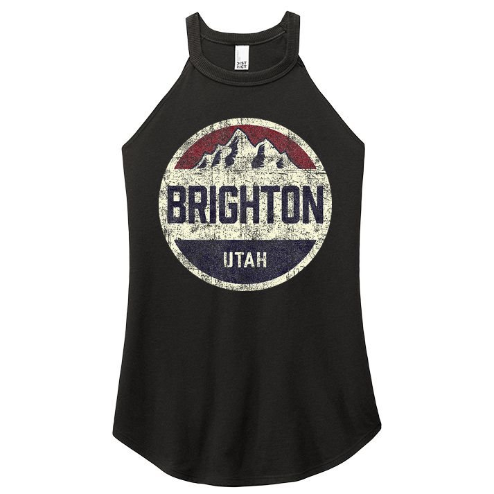 Vintage Retro Brighton Utah Mountain Circle Ski Women's Perfect Tri Rocker Tank