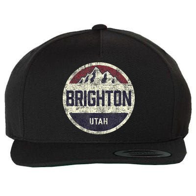 Vintage Retro Brighton Utah Mountain Circle Ski Wool Snapback Cap