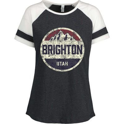 Vintage Retro Brighton Utah Mountain Circle Ski Enza Ladies Jersey Colorblock Tee