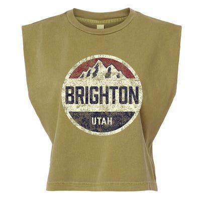 Vintage Retro Brighton Utah Mountain Circle Ski Garment-Dyed Women's Muscle Tee