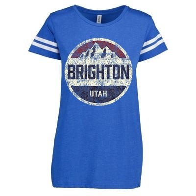 Vintage Retro Brighton Utah Mountain Circle Ski Enza Ladies Jersey Football T-Shirt