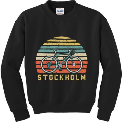 Vintage Retro Bike Stockholm Sweden Cyclist Kids Sweatshirt