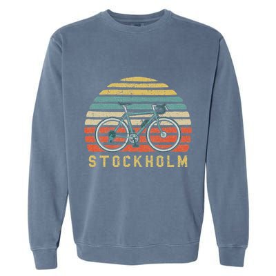 Vintage Retro Bike Stockholm Sweden Cyclist Garment-Dyed Sweatshirt