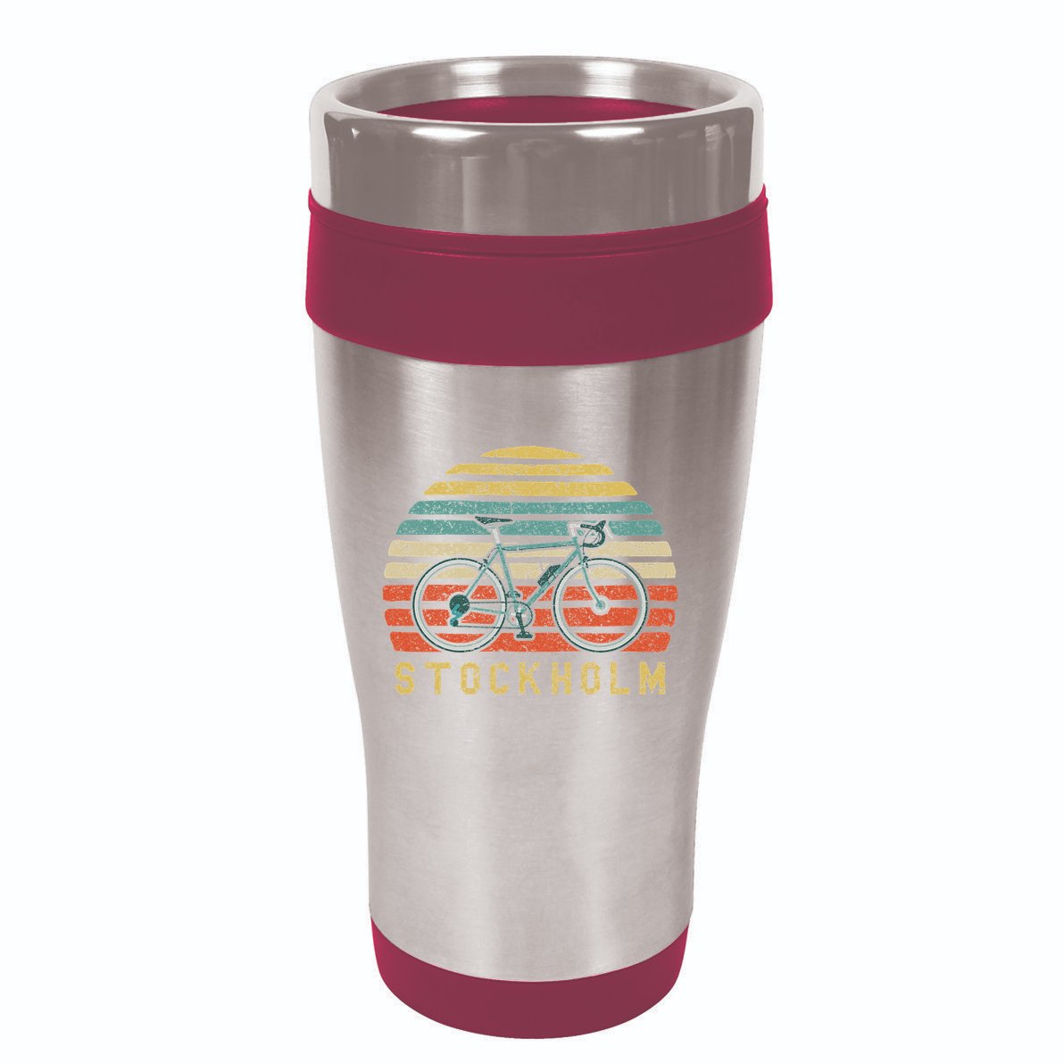 Vintage Retro Bike Stockholm Sweden Cyclist 16oz Travel Tumbler