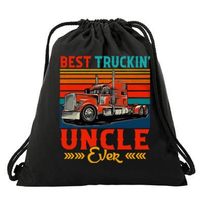 Vintage Retro Best Truckin Uncle Ever Funny Truck Driver Drawstring Bag