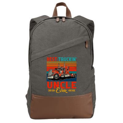 Vintage Retro Best Truckin Uncle Ever Funny Truck Driver Cotton Canvas Backpack