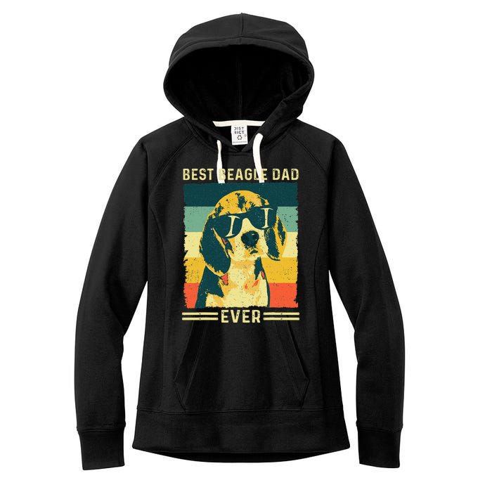 Vintage Retro Best Beagle Dad Ever - Father's Day Dog Lover Women's Fleece Hoodie