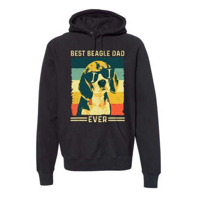 Vintage Retro Best Beagle Dad Ever - Father's Day Dog Lover Premium Hoodie