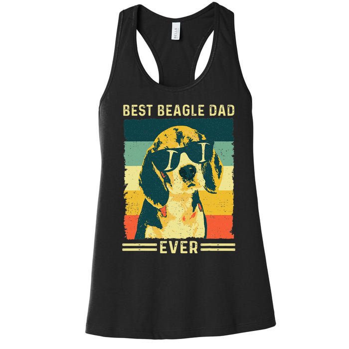 Vintage Retro Best Beagle Dad Ever - Father's Day Dog Lover Women's Racerback Tank