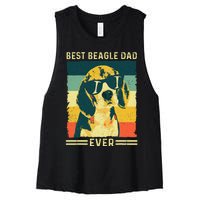 Vintage Retro Best Beagle Dad Ever - Father's Day Dog Lover Women's Racerback Cropped Tank