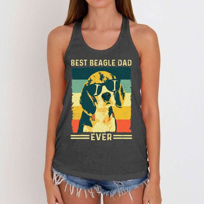 Vintage Retro Best Beagle Dad Ever - Father's Day Dog Lover Women's Knotted Racerback Tank