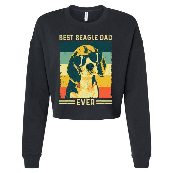 Vintage Retro Best Beagle Dad Ever - Father's Day Dog Lover Cropped Pullover Crew