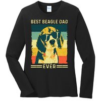 Vintage Retro Best Beagle Dad Ever - Father's Day Dog Lover Ladies Long Sleeve Shirt