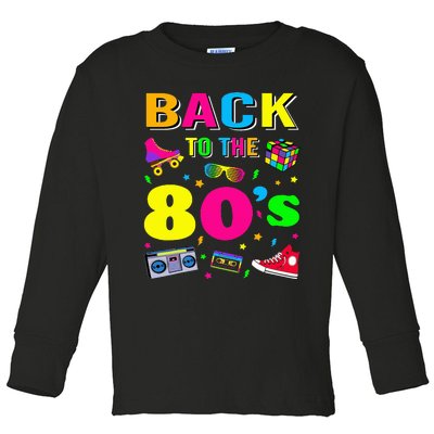 Vintage Retro Back To 80's Graphic Design Toddler Long Sleeve Shirt