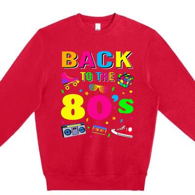 Vintage Retro Back To 80's Graphic Design Premium Crewneck Sweatshirt