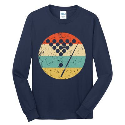 Vintage Retro Billiards Pool Gifts For Player Tall Long Sleeve T-Shirt