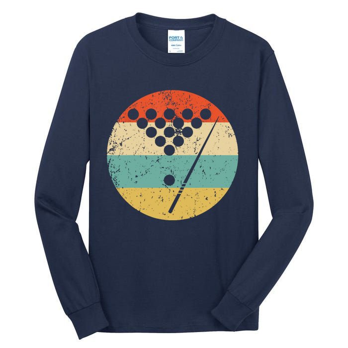 Vintage Retro Billiards Pool Gifts For Player Tall Long Sleeve T-Shirt