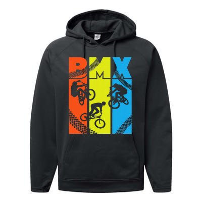 Vintage Retro Bmx Funny Bmx Rider Bicycle Motocross Performance Fleece Hoodie